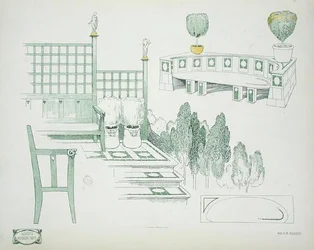 Dettagli di sedili e terrazzamenti, dai primi del 1900, da 