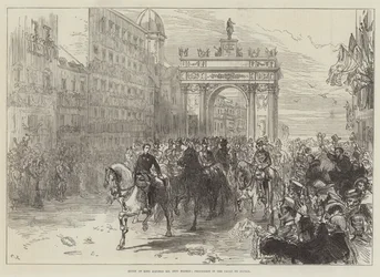 Ingresso del Re Alfonso XII a Madrid, Processione nella Calle de Alcala