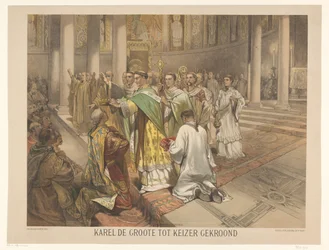 Carlo Magno incoronato imperatore; Serie di ventiquattro tavole di storia nazionale, per la scuola e la casa (titolo della serie)