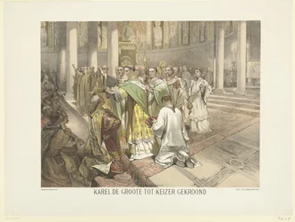 Carlo Magno incoronato imperatore, 800 (Serie di 24 stampe di storia nazionale, per scuola e casa)