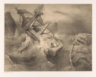 Nave in difficoltà durante una tempesta
