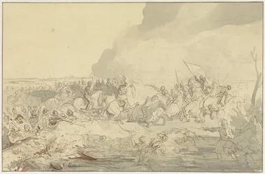 Battaglia tra cavalleria e fanteria in abiti del XVI secolo