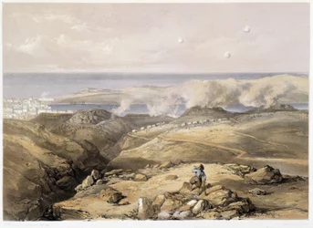 Batterie russe in "Sebastopoli" di CH. Hardinge. Litografia di Vincent Brooks, Londra 1855 Henry Graves