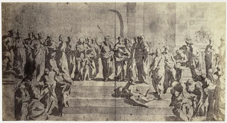 Riproduzione fotografica di un disegno di Raffaello, studio per La scuola di Atene
