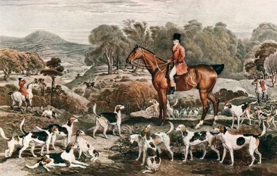 Ralph John Lambton e il suo cavallo Undertaker e cani da caccia, fine XVIII secolo