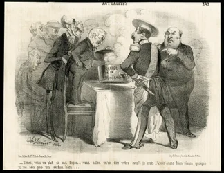 Illustrazione di Charles Vernier in Le Charivari, circa 1851-11 - Promemoria della legge del 31 maggio 1850 - Elezioni, Presidente della Repubblica, Dimensione, Legge, Diritti di voto - Thiers Adolphe, Napoleone III, Dupin Andre-Marie detto Dupin aine