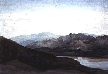 Sul fiume Mawddach, Merionethshire, Cader Idris in lontananza