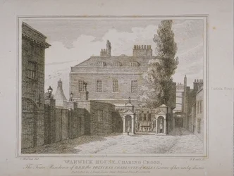 Veduta di Warwick House, incisa da Samuel Rawle (1771-1860) e pubblicata da John Booth (1794-1855) 1818
