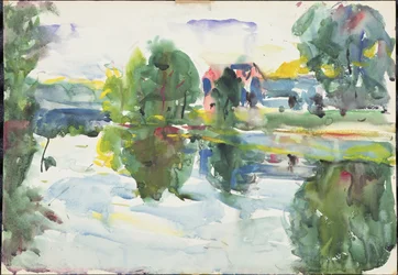Riflessi, mattina di sole, New Hampshire (acquerello su carta)