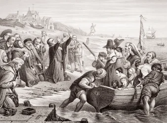 Partenza dei Padri Pellegrini da Delft Haven nel luglio 1620, da 