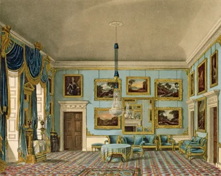 La Stanza di Velluto Blu a Buckingham House, inciso da Daniel Havell