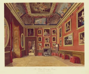 La stanza da toeletta del Re, Castello di Windsor, da Royal Residences, inciso da W. J. Bennett, pub. da William Henry Pyne (1769-1843), 1816
