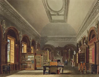 La Biblioteca della Regina, Palazzo di St. James, da The History of the Royal Residences, inciso da Richard Reeve, di William Henry Pyne, 1819