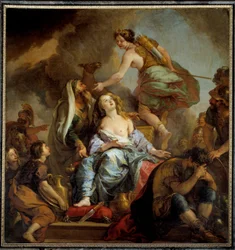 Il sacrificio di Ifigenia. Re Agamennone sacrifica sua figlia per placare l