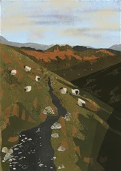 Pecore su un sentiero di montagna