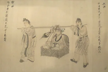Particolare del rotolo a mano "Scene della vita di Tao Yuanming", di Chen Hongshou, 1650, Accademia delle Arti di Honolulu