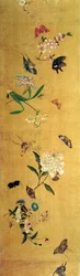 Cento farfalle, fiori e insetti, dettaglio da un rotolo di mano