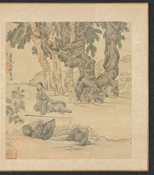 Dipinti dopo antichi maestri: Ritratto di Zhongqing in un paesaggio
