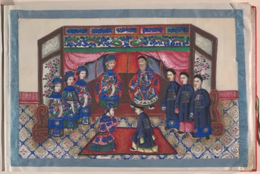 Album, fine XIX secolo (album di dodici fogli; inchiostro e colore su carta pith, rilegato in damasco rosso)