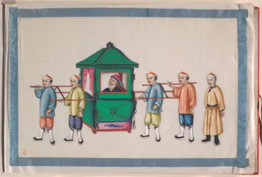 Album, fine XIX secolo (album di dodici fogli; inchiostro e colore su carta pith, rilegato in damasco rosso)