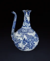 Brocca kraak blu e bianco dipinta con uccelli e fiori, Wanli, 1580-1600 (porcellana)