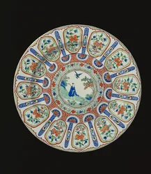 Piatto raffigurante il poeta immortale Tang Li Bai, Periodo Kangxi, c.1690