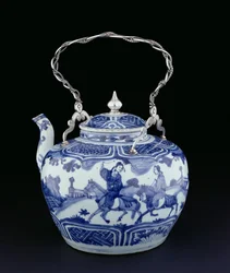 Teiera cinese con manico europeo, Periodo Transizionale, c.1640 (porcellana con argento)