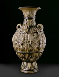 Vaso in ceramica verde con decorazioni modellate, sito di Yue Kikn, Periodo delle Sei Dinastie