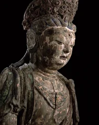 Grande bodhisattva seduto in meditazione, dinastia Jin (1115-1234) (dettaglio)