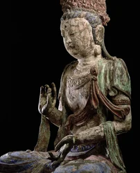 Grande bodhisattva seduto con mani alzate, dinastia Jin (1115-1234) (dettaglio)