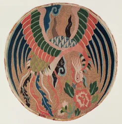 Rotella con feng-huang e peonia arborea