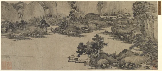 Ritiro degli studiosi sul fiume, forse dinastia Qing