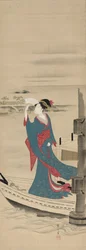 Bellezza in una barca sul fiume Sumida, fine 1700-inizio 1800