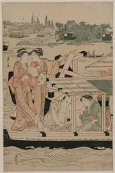 Festa in barca sul fiume Sumida, fine 1780s
