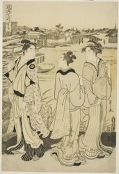 Ono no Komachi al Tempio di Seki, dalla serie Le Sette Komachi alla Moda, c.1788