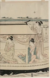 Donne in una Barca da Piacere sul Fiume Sumida