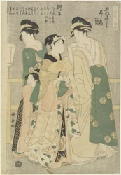 Tre cortigiane della casa Wakafune-ya: Shiratsuyu, Isono e Isoji, c. 1794