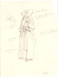 Disegno di studio per le figure femminili nel dipinto, Vista dal Dosseringen verso Østerbro