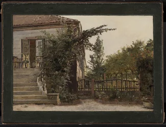 I gradini del giardino che conducono allo studio dell