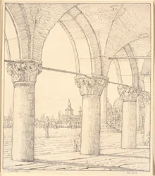 Parte del colonnato sotto il Palazzo Ducale a Venezia