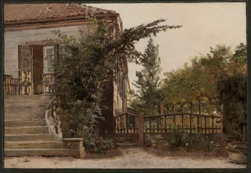 I gradini del giardino che conducono allo studio dell