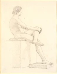 Giovane modello maschile seduto