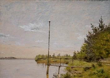 Studio per Veduta del lago Sortedam da Dosseringen in direzione di Nerrebro, 1838 circa (olio su carta)