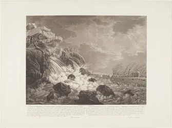 Veduta della rottura della diga e inondazione a Bemmel vicino a Nimega il 21 febbraio 1799