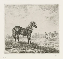 Paesaggio con tre cavalli