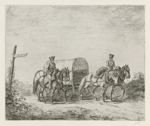 Due soldati a cavallo in viaggio
