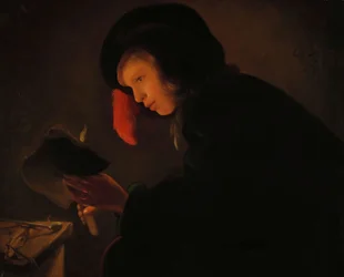 Giovane a lume di candela