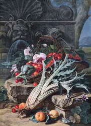 Natura morta con mascherone romano