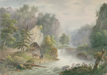 Paesaggio montuoso con un torrente, 1825