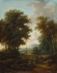 Paesaggio boschivo con edicola votiva